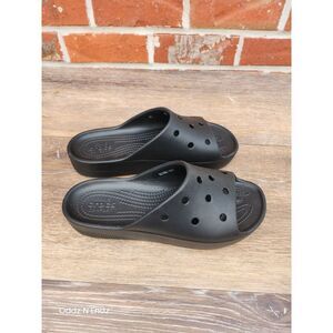 Iconic Crocs Comfort Black Unisex Slide Sandals‎ Rubber Slip-Resistant Size 9